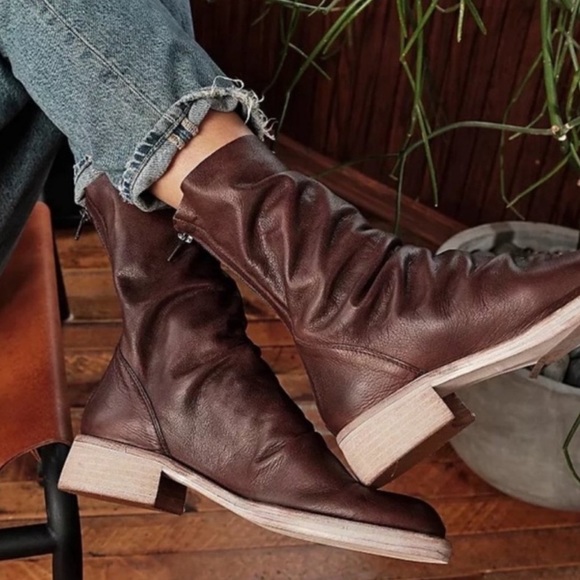 FREE PEOPLE | Brown Sutton Slouch Leather Boots - Picture 2 of 13